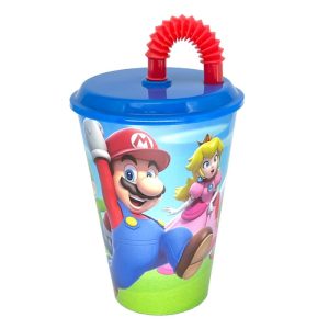 BICCHIERE CON CANNUCCIA SUPER MARIO