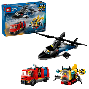 LEGO 60462 Elicottero, autopompa e sottomarino