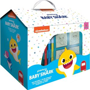 SET CASETTA TIMBRINI E PASTELLI BABY SHARK