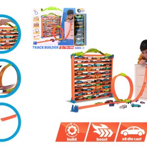 TRACK BUILDER CON 8 VEICOLI DIE CAST